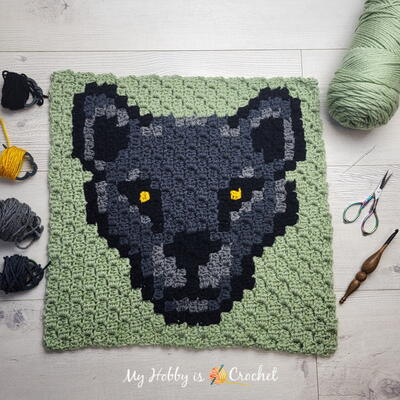 Black Panther C2c Square Free Crochet Pattern + Graph | Wildlife Graphghan Cal Block 31