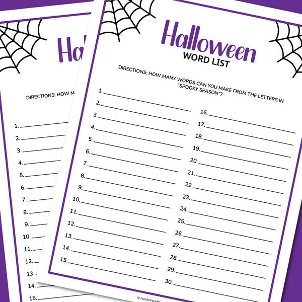 Halloween Word List