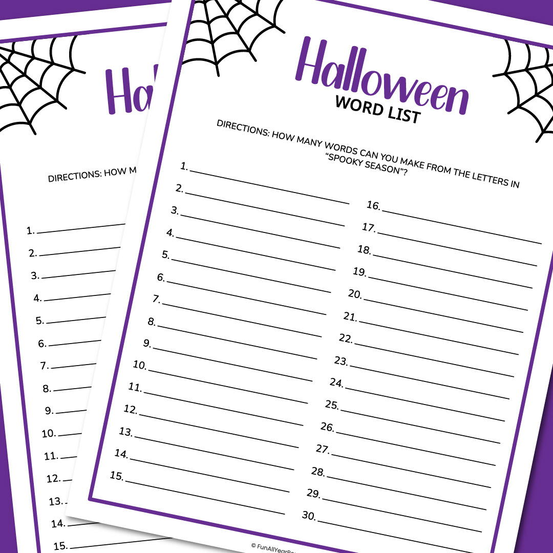 Halloween Word List