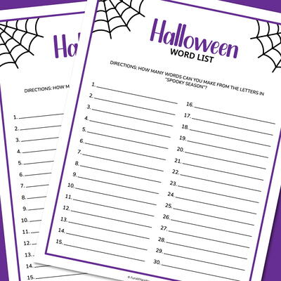 Halloween Word List