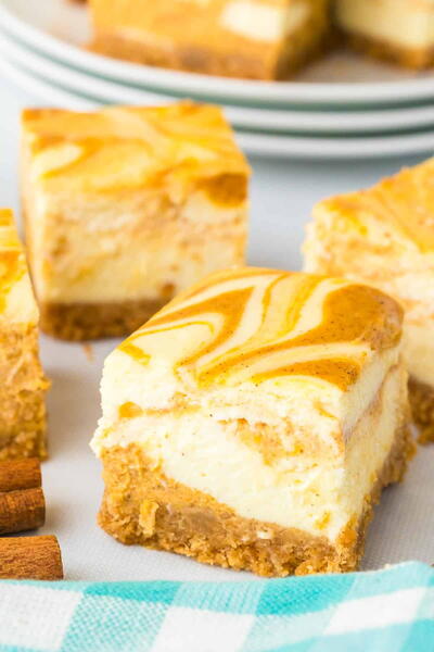 Pumpkin Swirl Cheesecake Bars