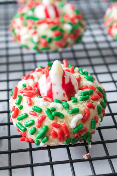 Candy Cane Blossom Cookies