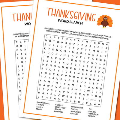 Thanksgiving Word Search