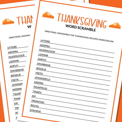 Thanksgiving Word Scramble