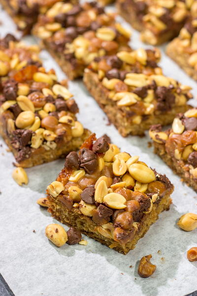 Chocolate Caramel Peanut Bars