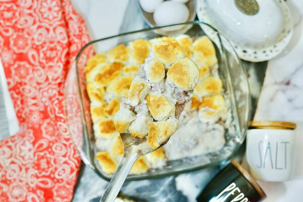 Easy Homemade Sausage Biscuits And Gravy Casserole