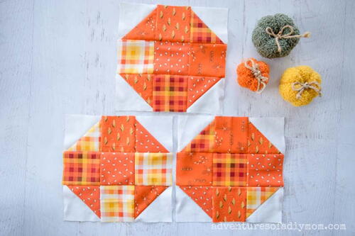 Scrappy Pumpkin Quilt Block