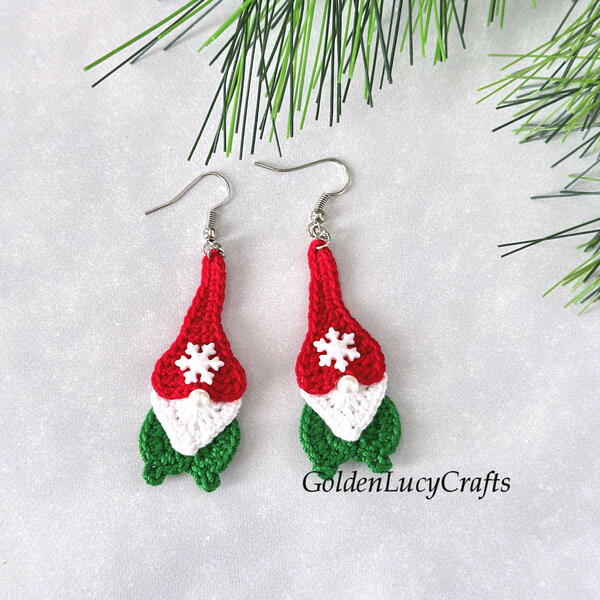 Crochet Christmas Gnome Earrings