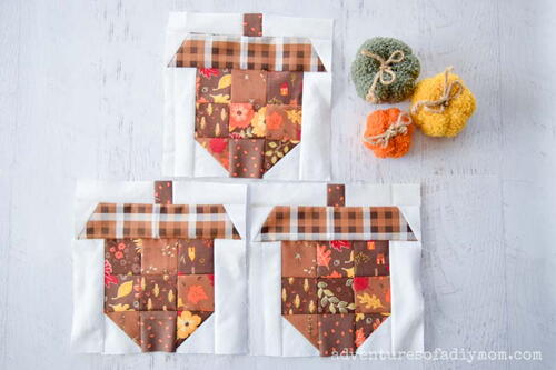 Scrappy Acorn Quilt Block