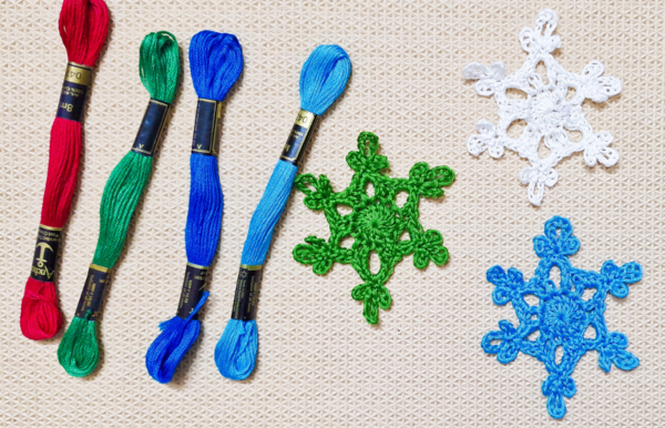 5 Minutes Crochet Snowflake With Embroidery Floss