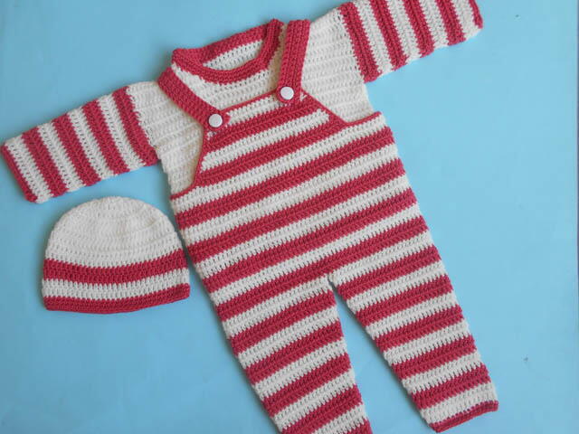 Crochet Baby Sweater & Romper-dungarees Junior Free