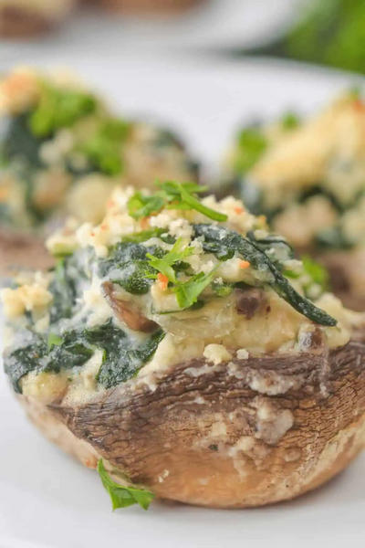 Spinach And Boursin Cheese Stuffed Mushrooms