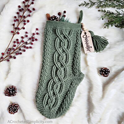 Olivette Cable Crochet Christmas Stocking