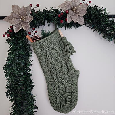 Olivette Cable Crochet Christmas Stocking