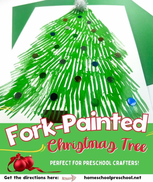 Fork-painted Christmas Tree Art Project