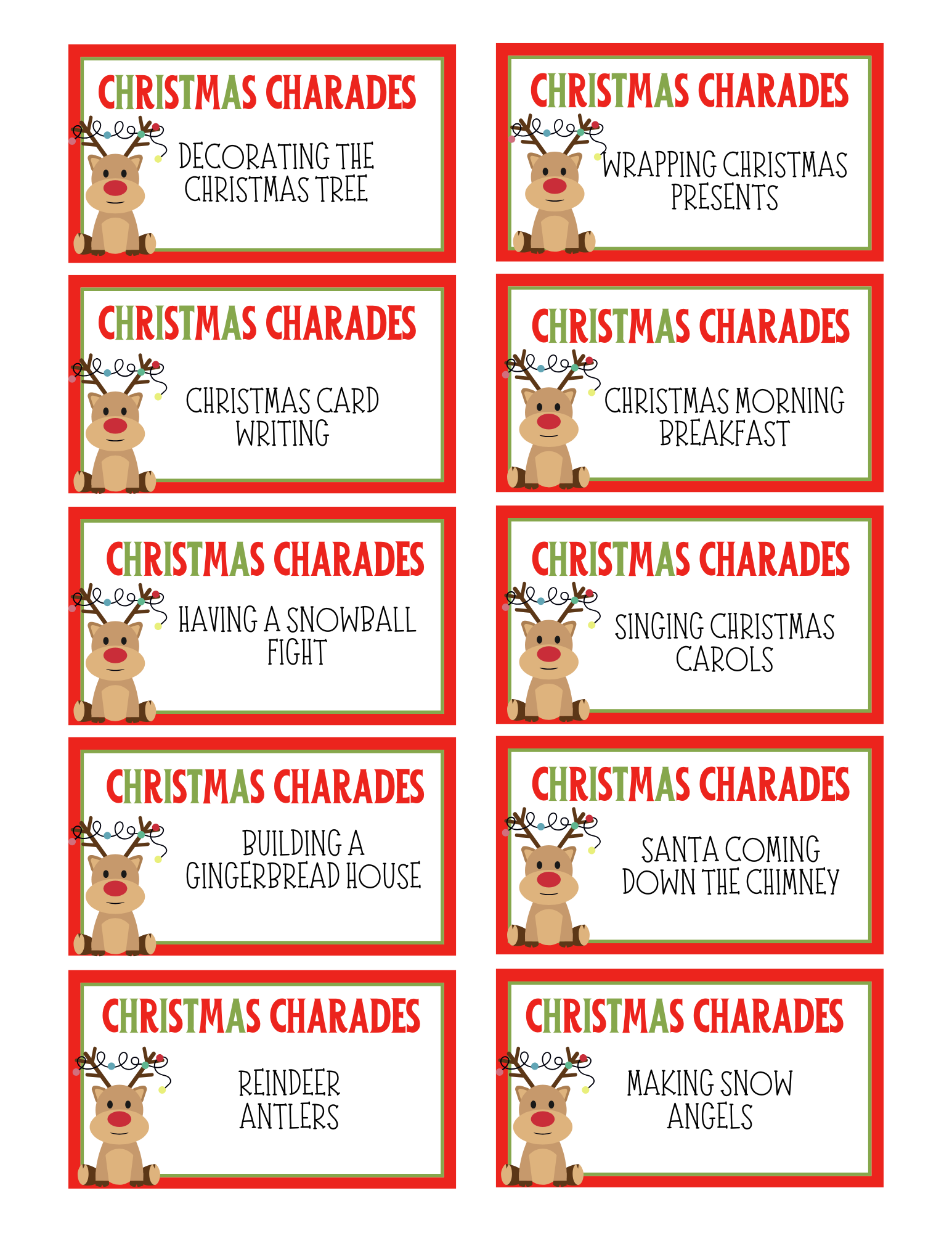 Free Printable Christmas Charades | DIYIdeaCenter.com