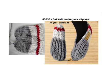 Knit Slippers, Worked Flat, Lumbjack Slippers