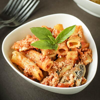 Slow Cooker Baked Ziti With Mushrooms And Spinach