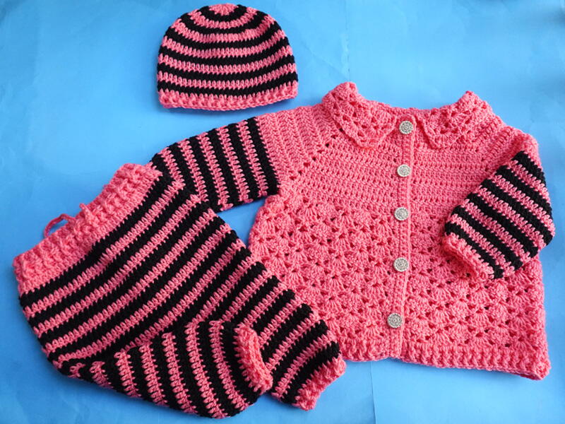 Free Crochet Pattern For Baby Cardigan Jacket (full Outfit 