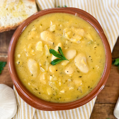 Creamy Garlic Butter Bean Soup | No Dairy + Gluten Free Recipe