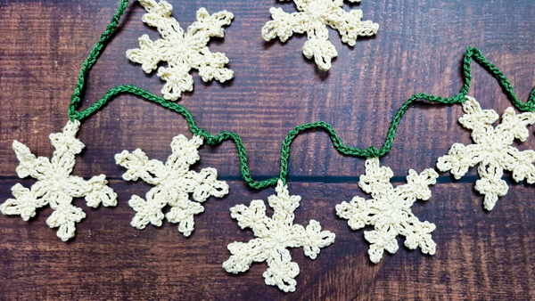 Crystal Snow Crochet Snowflake Garland