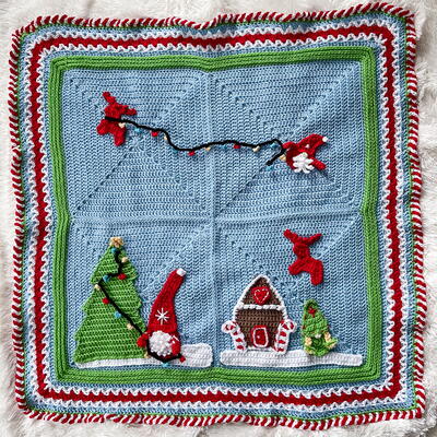 Gnome Christmas Squares Blanket