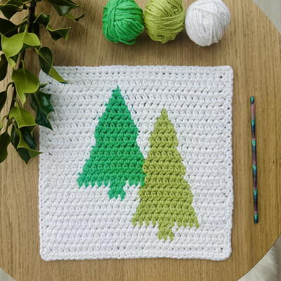 Christmas Trees Washcloth