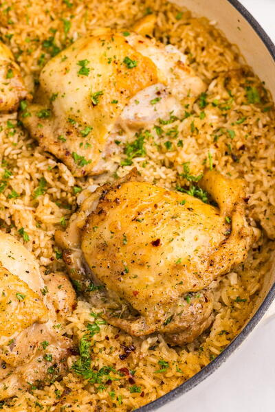 One Pot Chicken Thighs And Rice