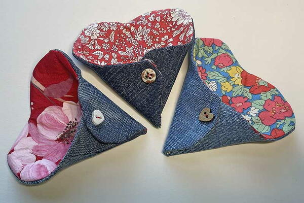 Upcycled Fabric Heart Pockets