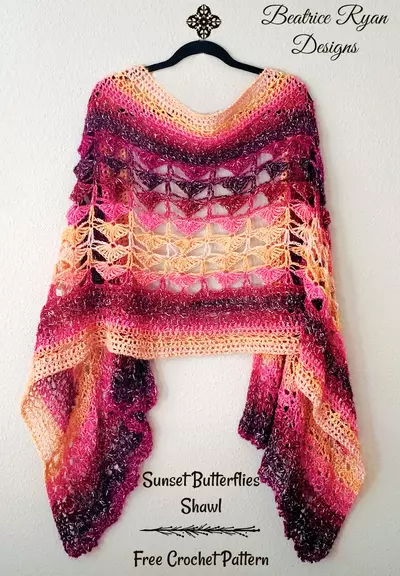 Sunset Butterflies Shawl