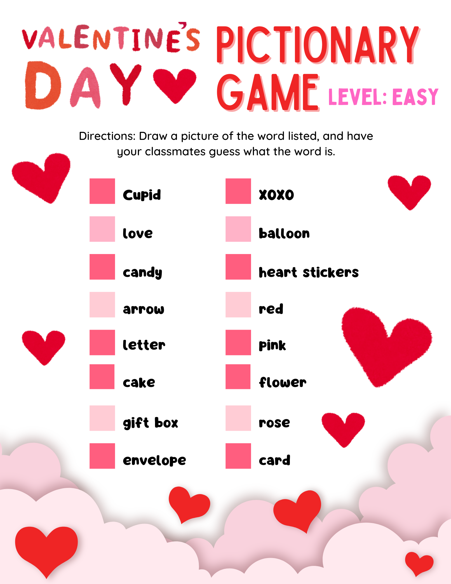 Free Printable Valentine’s Day Pictionary Game | AllFreeKidsCrafts.com