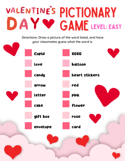 Free Printable Valentine’s Day Pictionary Game