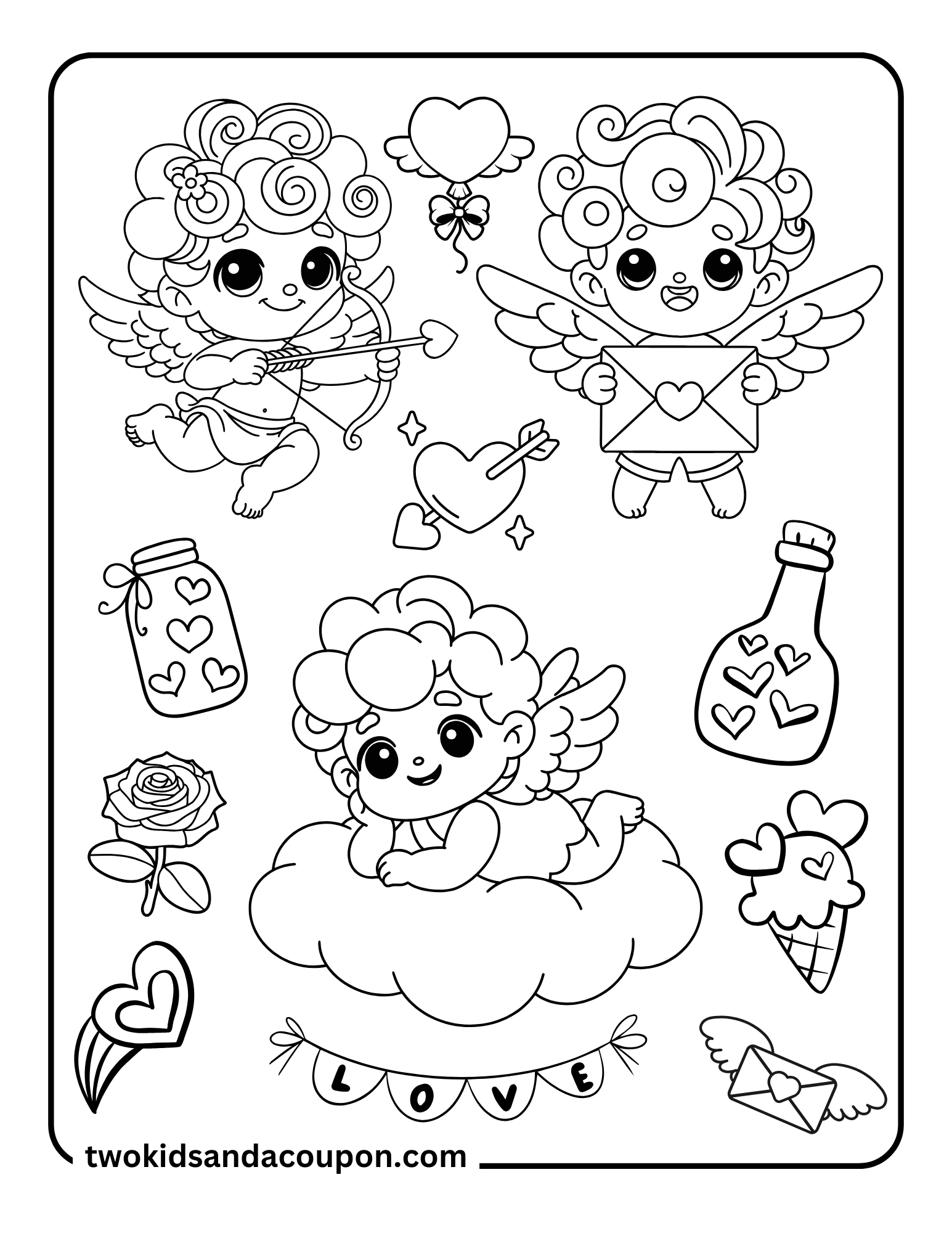7 Free Printable Cute Cupid Coloring Pages | AllFreeKidsCrafts.com