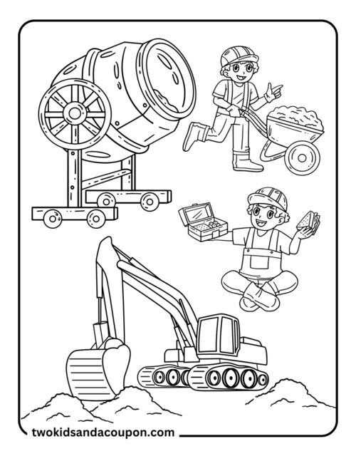 7 Printable Cute Construction Coloring Pages