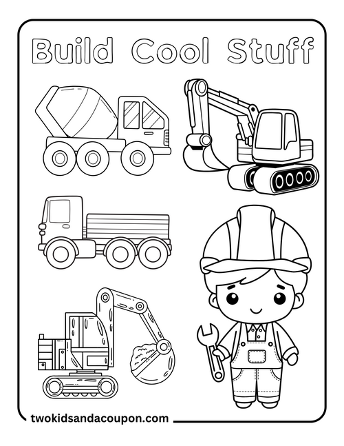 7 Printable Cute Construction Coloring Pages