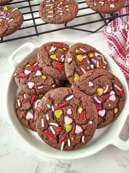 Valentine's Day Chocolate Cookies From A Cake Mix