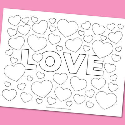 Valentine’s Day Love And Hearts Coloring Page