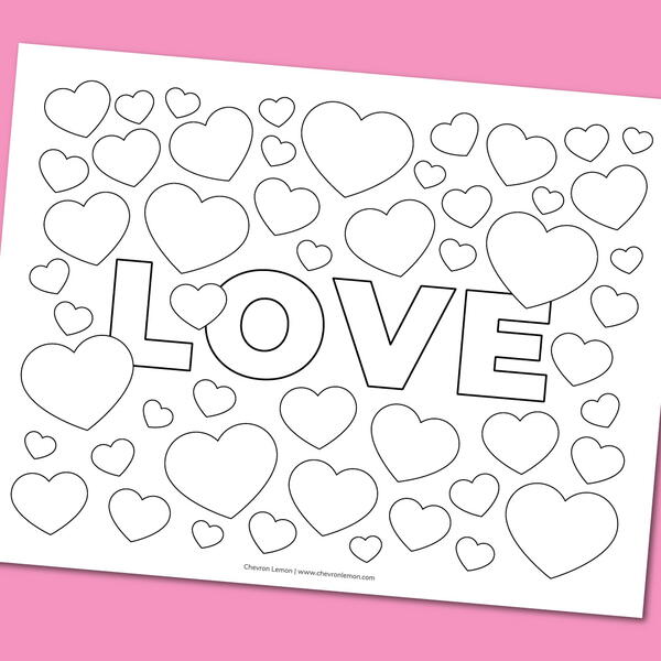 Valentine’s Day Love And Hearts Coloring Page