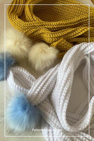 Beginner-friendly Easy Ribbed Pom Pom Scarf Crochet Pattern