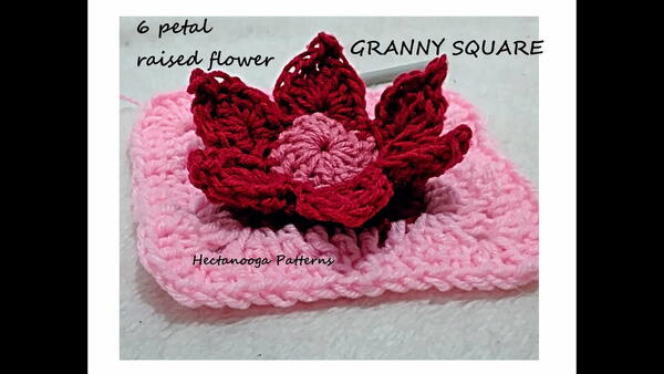 3D 6 Petal Flower Granny Square