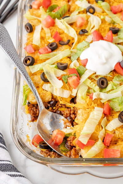 Taco Tater Tot Casserole (with Ground Beef!)