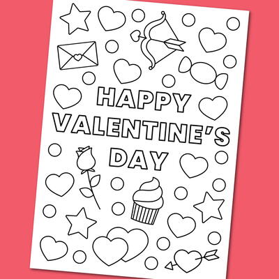 Happy Valentine’s Day Coloring Card