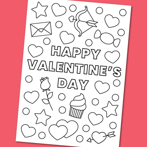 Happy Valentine’s Day Coloring Card