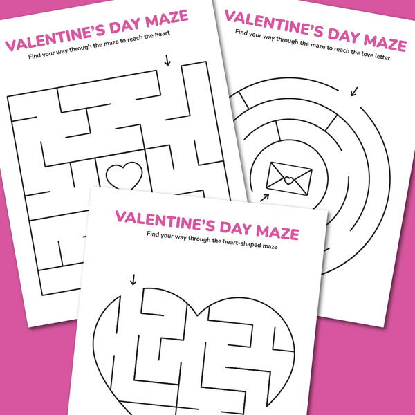 Easy Valentine’s Day Mazes