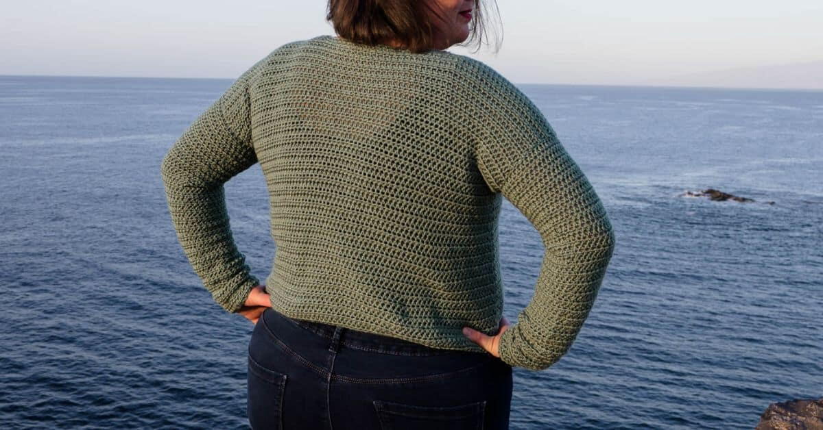 Crochet Flag Cap Sleeve Crewneck Sweater