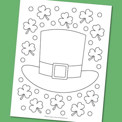 Leprechaun Hat And Shamrock Coloring Page