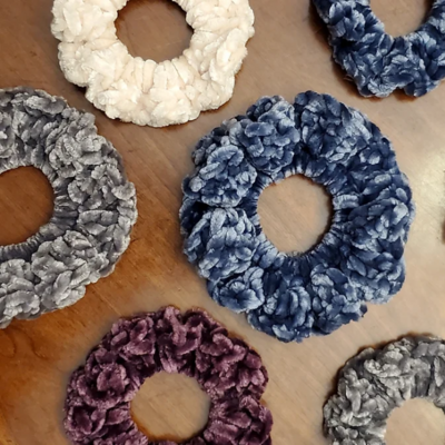 Easy Crochet Velvet Scrunchies