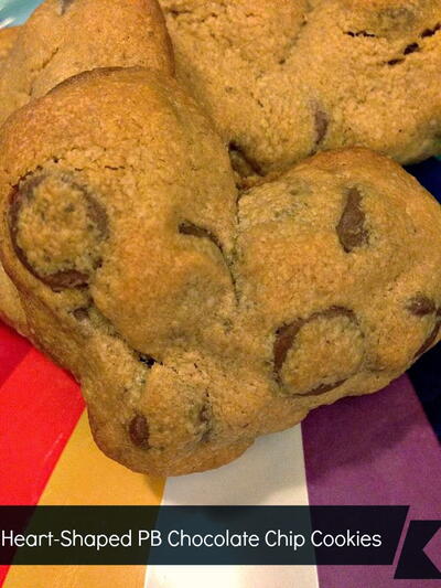 Heart-shaped Peanut Butter Chocolate Chip Cookies Recipe