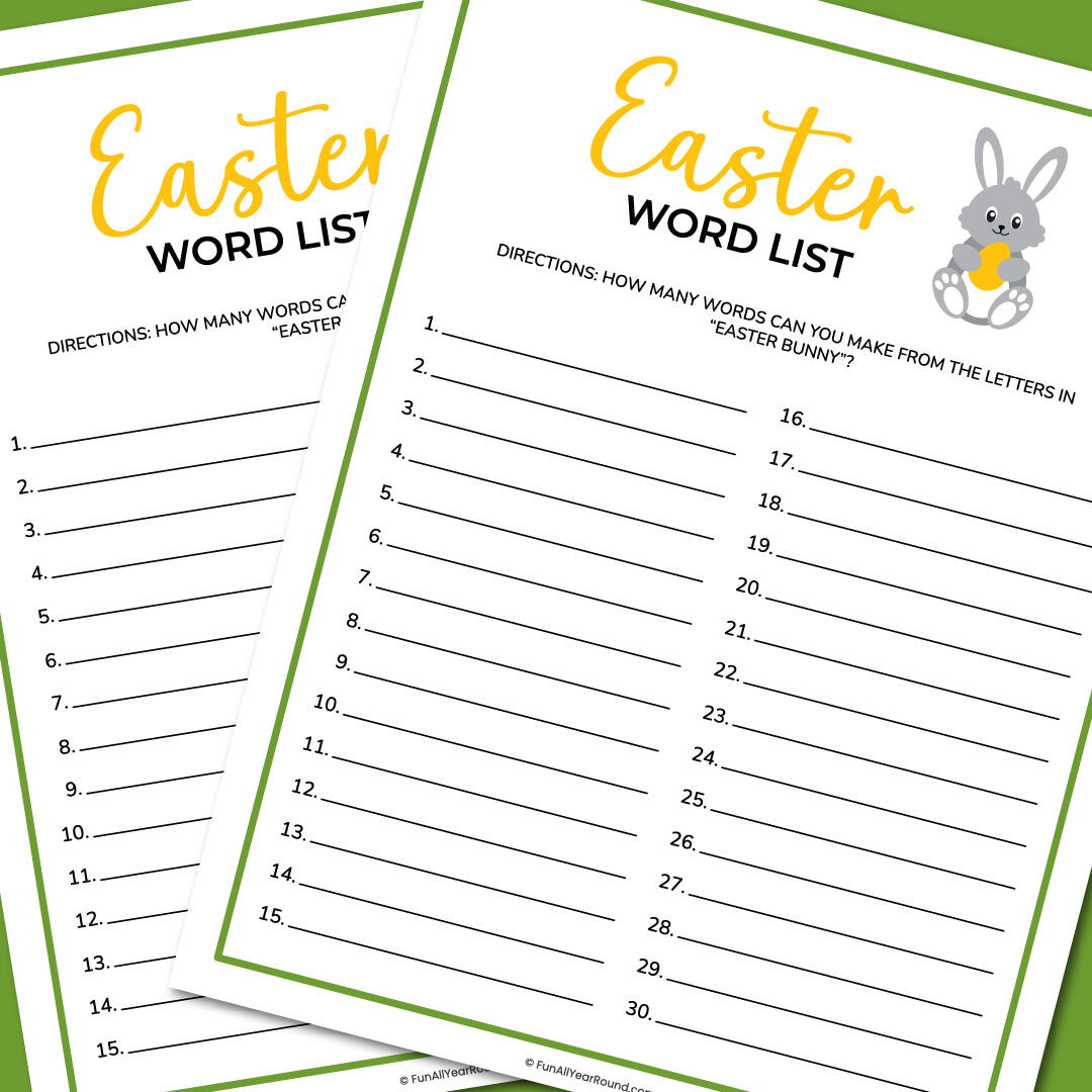 Easter Word List | AllFreeKidsCrafts.com