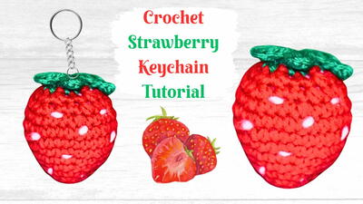 Crochet Strawberry Keychain